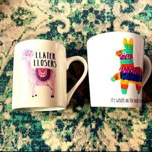 2 large llama mugs
